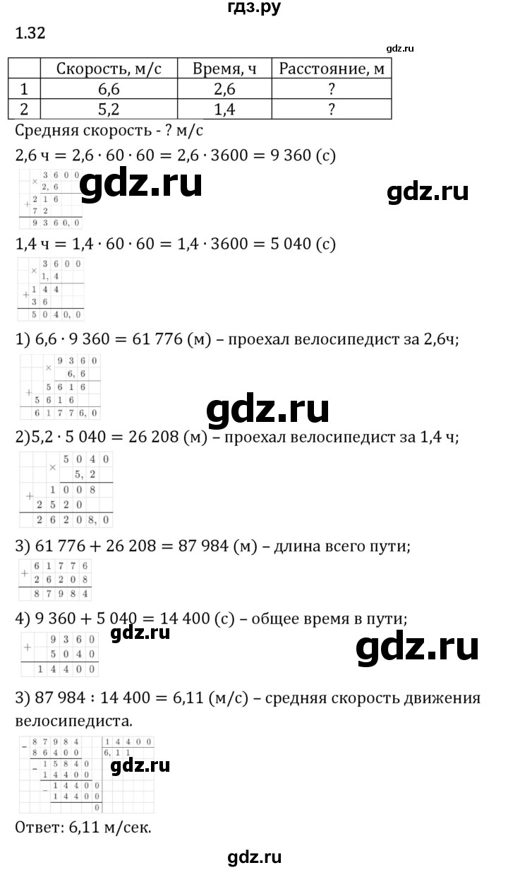 Гдз по математике за 6 класс Виленкин, Жохов, Чесноков ответ на номер № 1.32, Решебник 2026