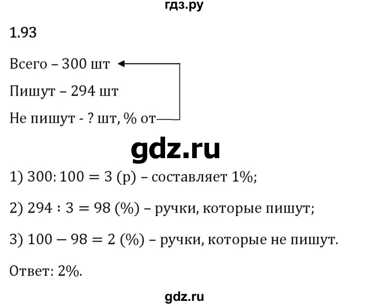 Гдз по математике за 6 класс Виленкин, Жохов, Чесноков ответ на номер № 1.93, Решебник 2026