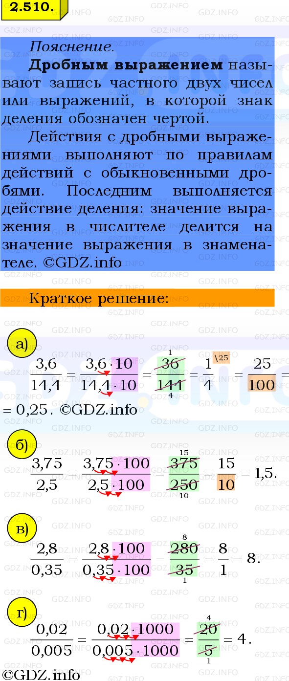 Фото решения 2: Номер №2.510, Часть 1 из ГДЗ по Математике 6 класс: Виленкин Н.Я. 2024г.