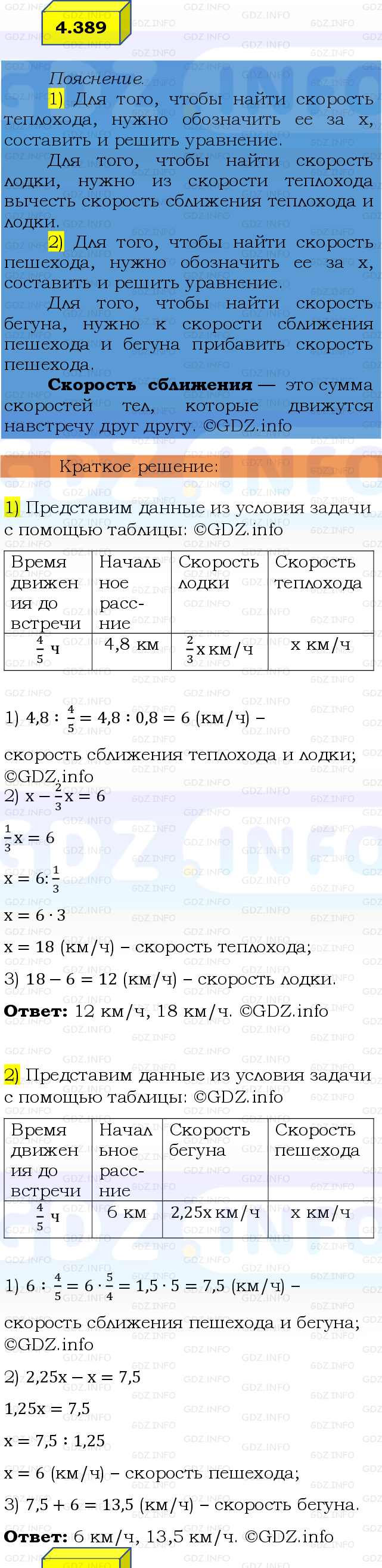 Фото решения 2: Номер №4.389, Часть 2 из ГДЗ по Математике 6 класс: Виленкин Н.Я. 2024г.