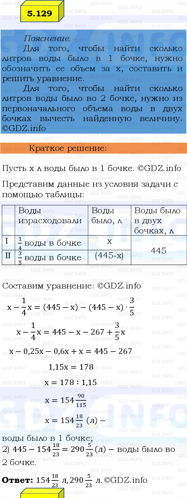 Фото решения 2: Номер №5.129, Часть 2 из ГДЗ по Математике 6 класс: Виленкин Н.Я. 2024г.