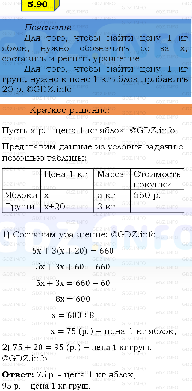 Фото решения 2: Номер №5.90, Часть 2 из ГДЗ по Математике 6 класс: Виленкин Н.Я. 2024г.
