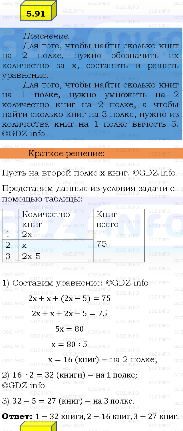 Фото решения 2: Номер №5.91, Часть 2 из ГДЗ по Математике 6 класс: Виленкин Н.Я. 2024г.