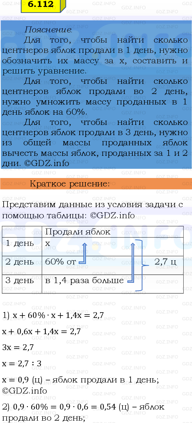 Фото решения 2: Номер №6.112, Часть 2 из ГДЗ по Математике 6 класс: Виленкин Н.Я. 2024г.