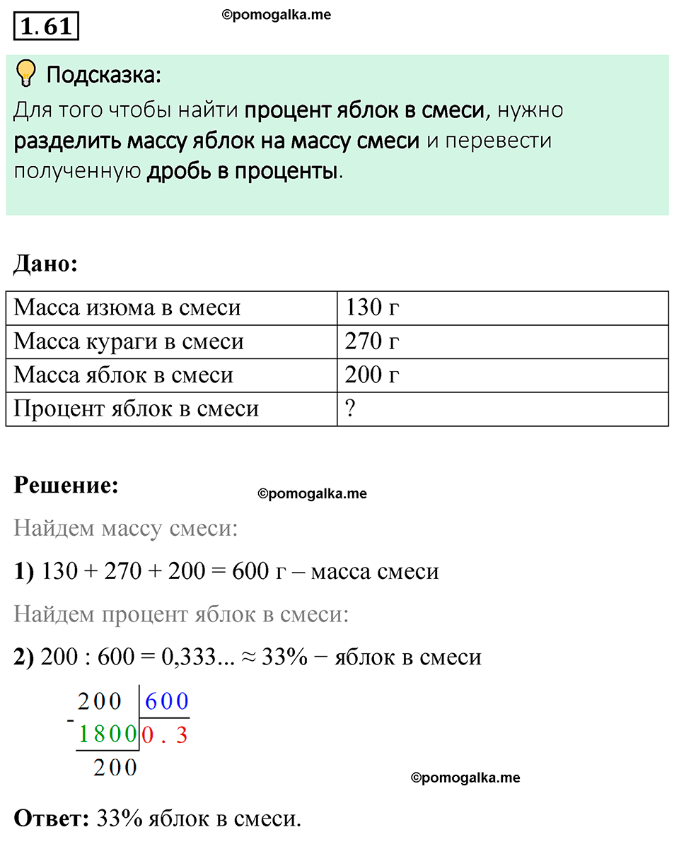 cтраница 22 задача 1.61 математика 6 класс Виленкин часть 1 просвещение ФГОС 2023