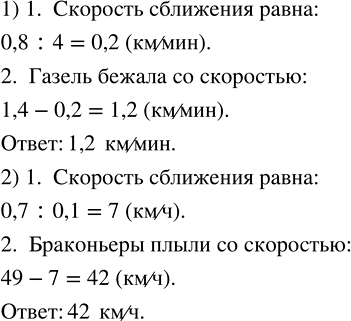 Изображение Гепард начал догонять бегущую газель, когда между ними было 0,8 км. С какой скоростью бежала...