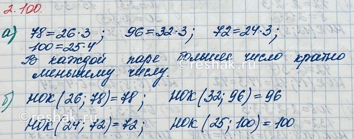 Изображение Найдите НОК (m, n), если: а) m = 2 · 3 · 3 · 5 · 11   и   n = 2 · 2 · 3 · 3 · 3 · 11;  б) m = 2 · 3 · 5 · 5        и   n = 2 · 3 · 3 · 5...